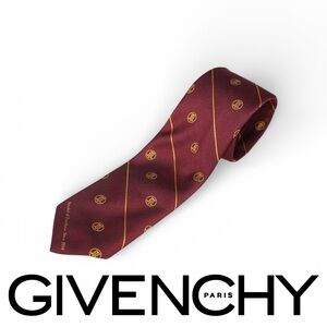 Givenchy Maroon and Gold Patterned Silk Tie